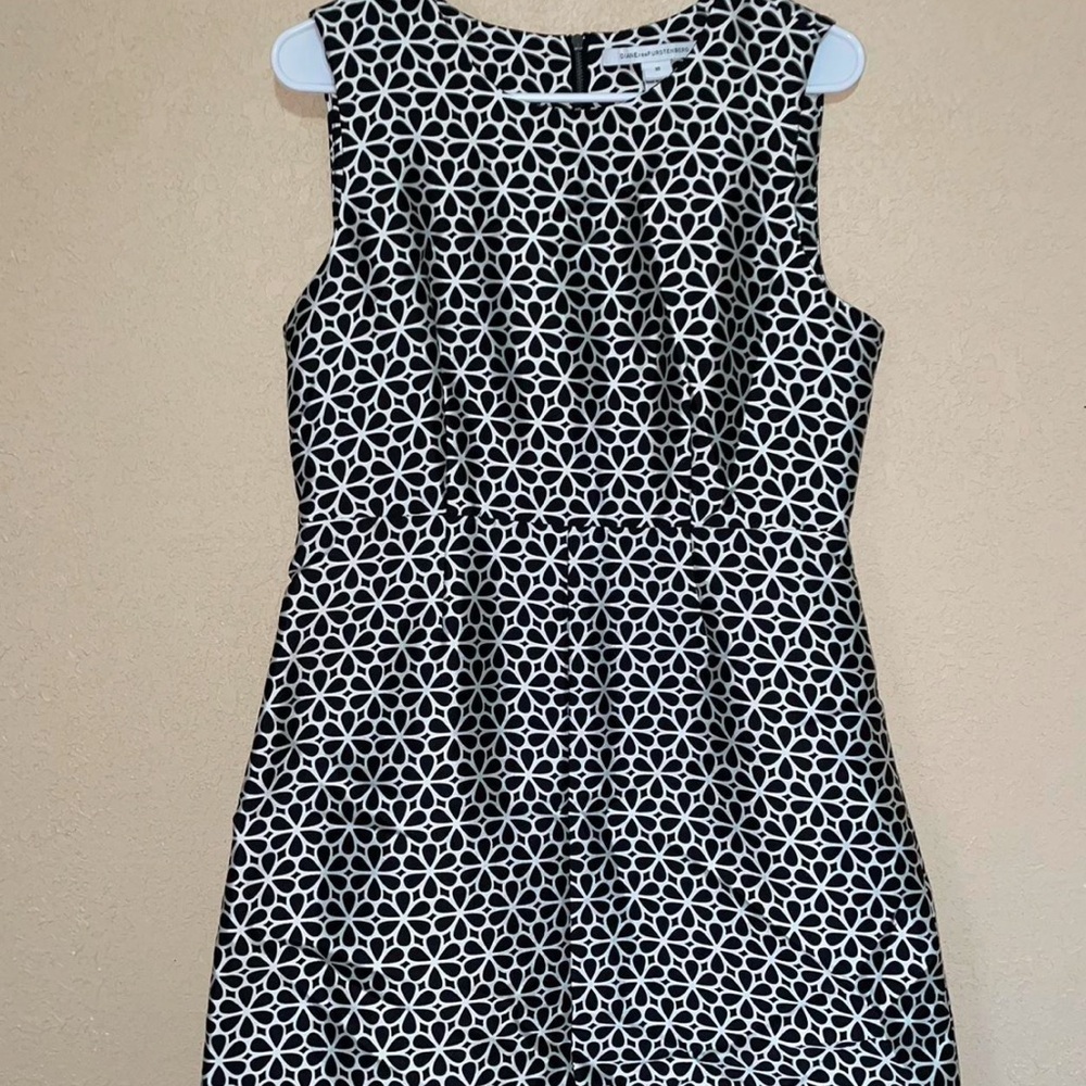 Black and white dress with a floral pattern